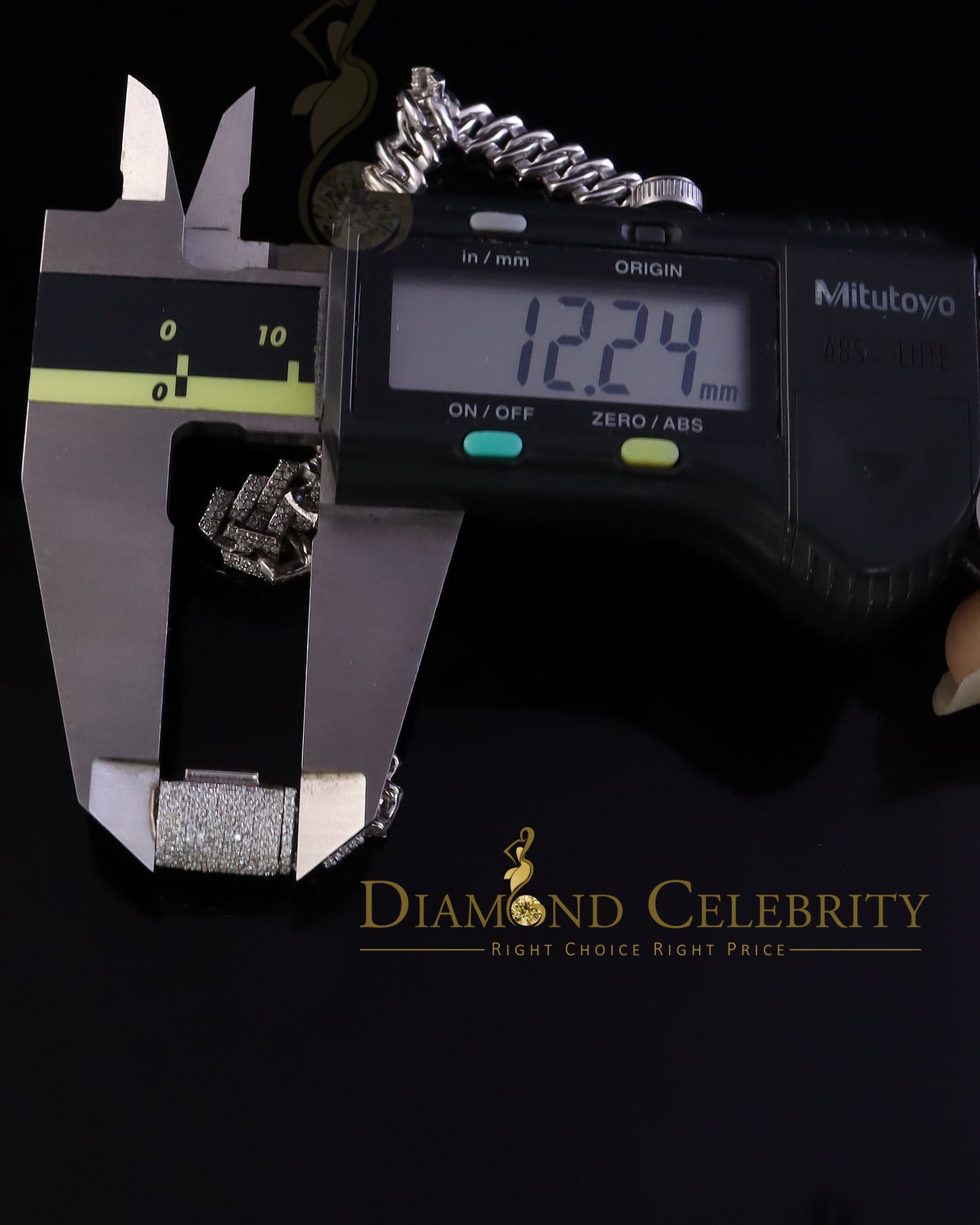 Diamondcelebritees 925 Sterling Silver White Cuban Moissanite Bracelet Wdth 8mm Length sz 8.50inch