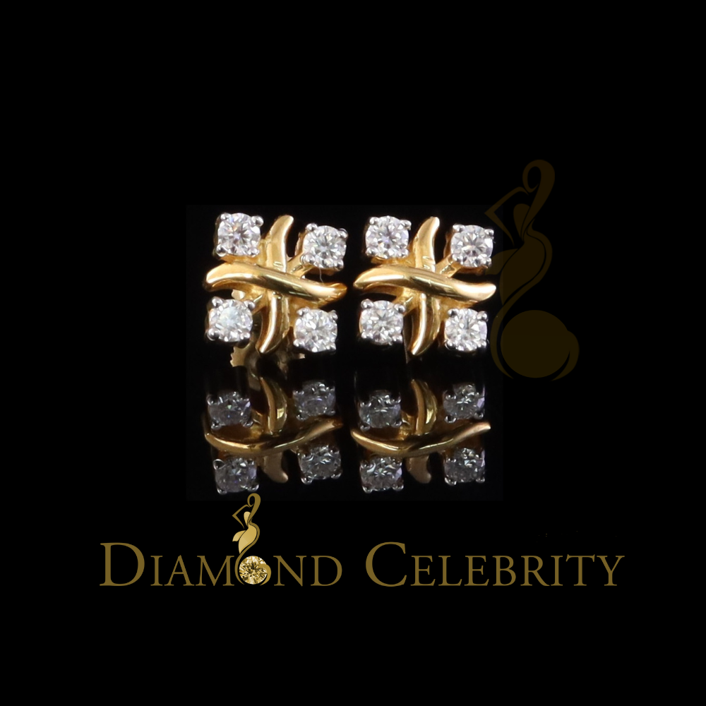 DiamondCelebritees 925 Yellow Silver 0.50ct VVS 'D' Moissanite XOXO Stud Earring Men's/Womens