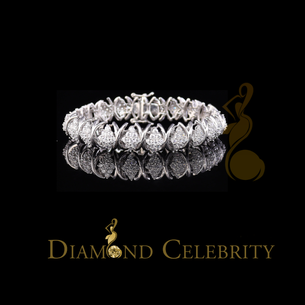 Diamondcelebritees Sterling Silver White Ladies Bracelet 11.0ct Cubic Zirconia Stone -Size 7 Inches