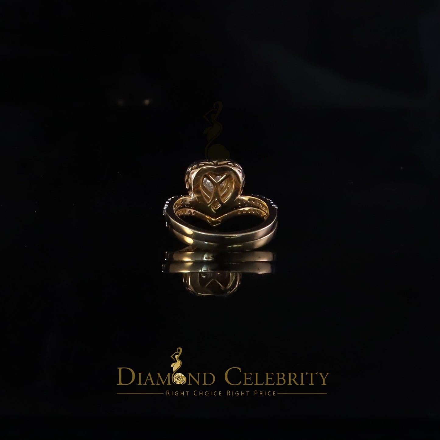 DiamondCelebritees Silver 1.66ct VVS D Heart Shape Moissanite Women Yellow Bridal Heart Ring SZ7