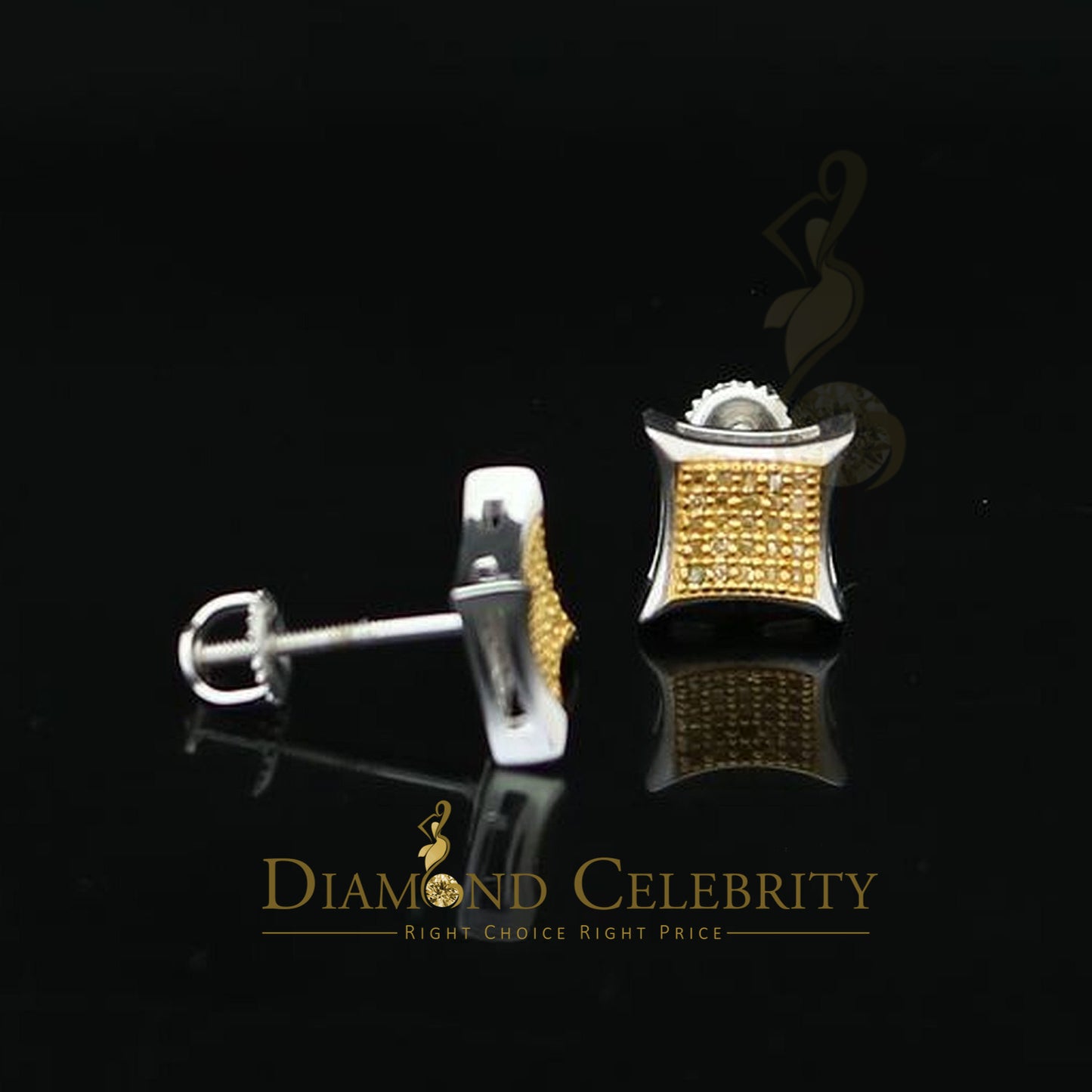 DiamondCelebritees 0.15ct Diamond 925 Sterling Silver White Kite Stud Earring For Men's & Women's