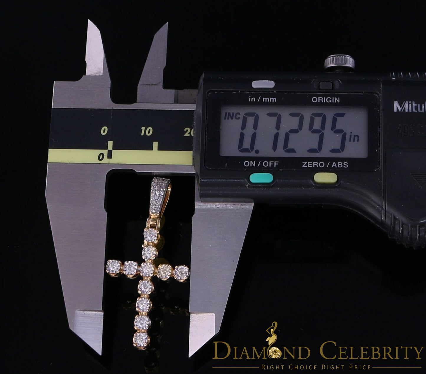 DiamondCelebritees Real 0.33ct Diamond Sterling Silver CROSS Charm Fashion Necklace Yellow Pendant