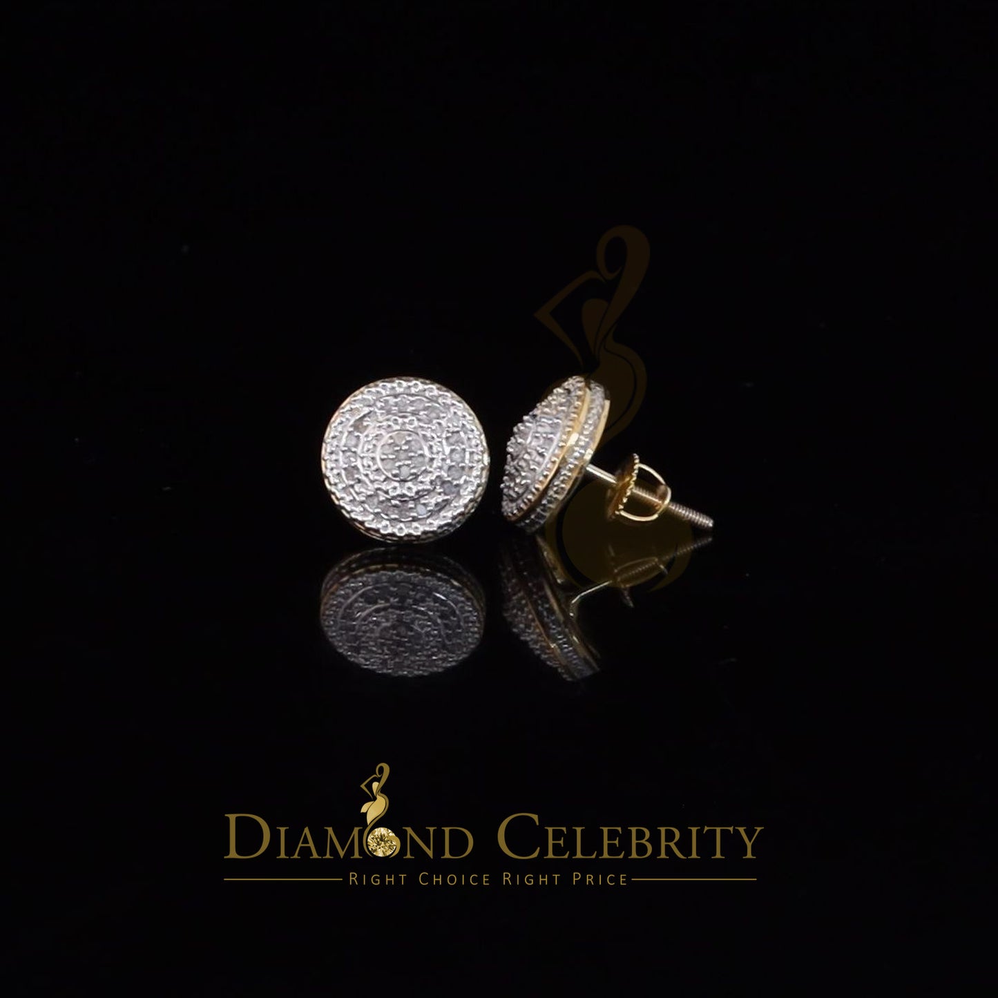 DiamondCelebritees 0.15ct Diamond 925 Sterling Silver Yellow Round Earrings For Women 's / Men's