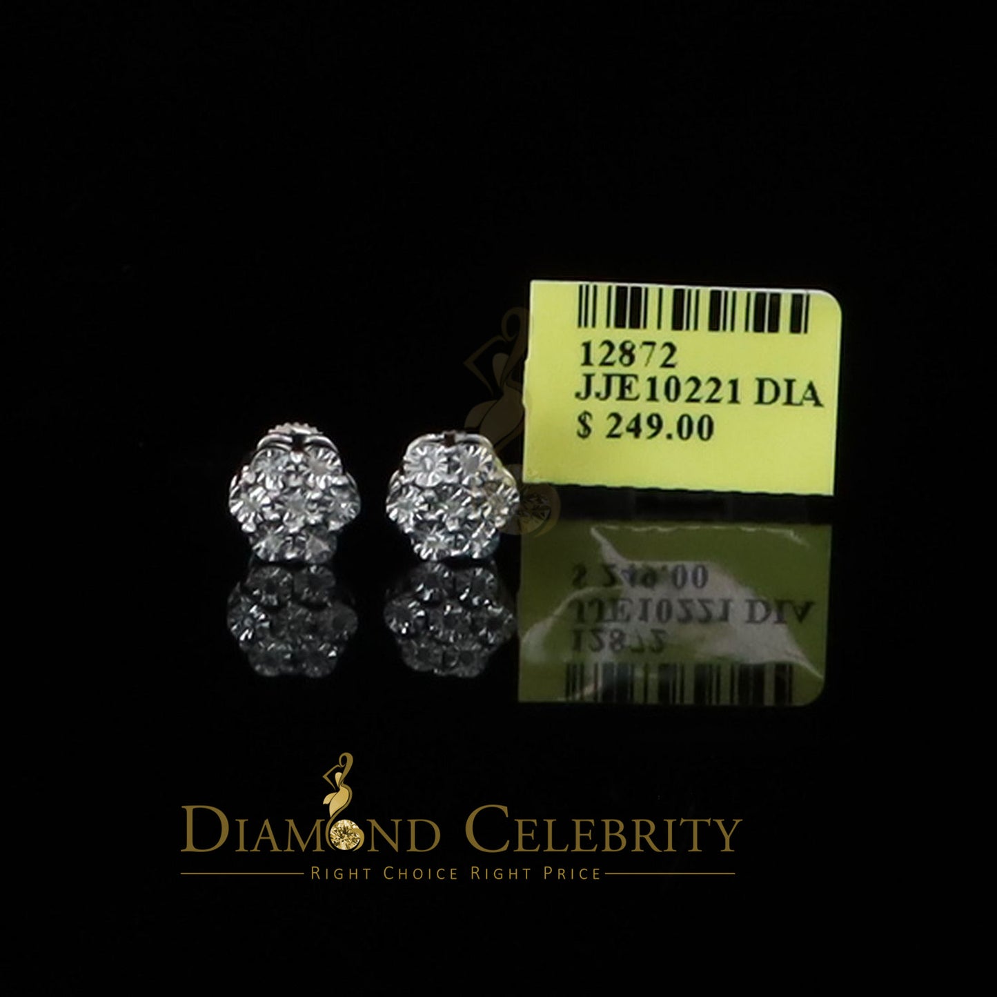 DiamondCelebritees 0.05ct Diamond 925 Sterling Silver White Flower Earrings For Men's & Women's