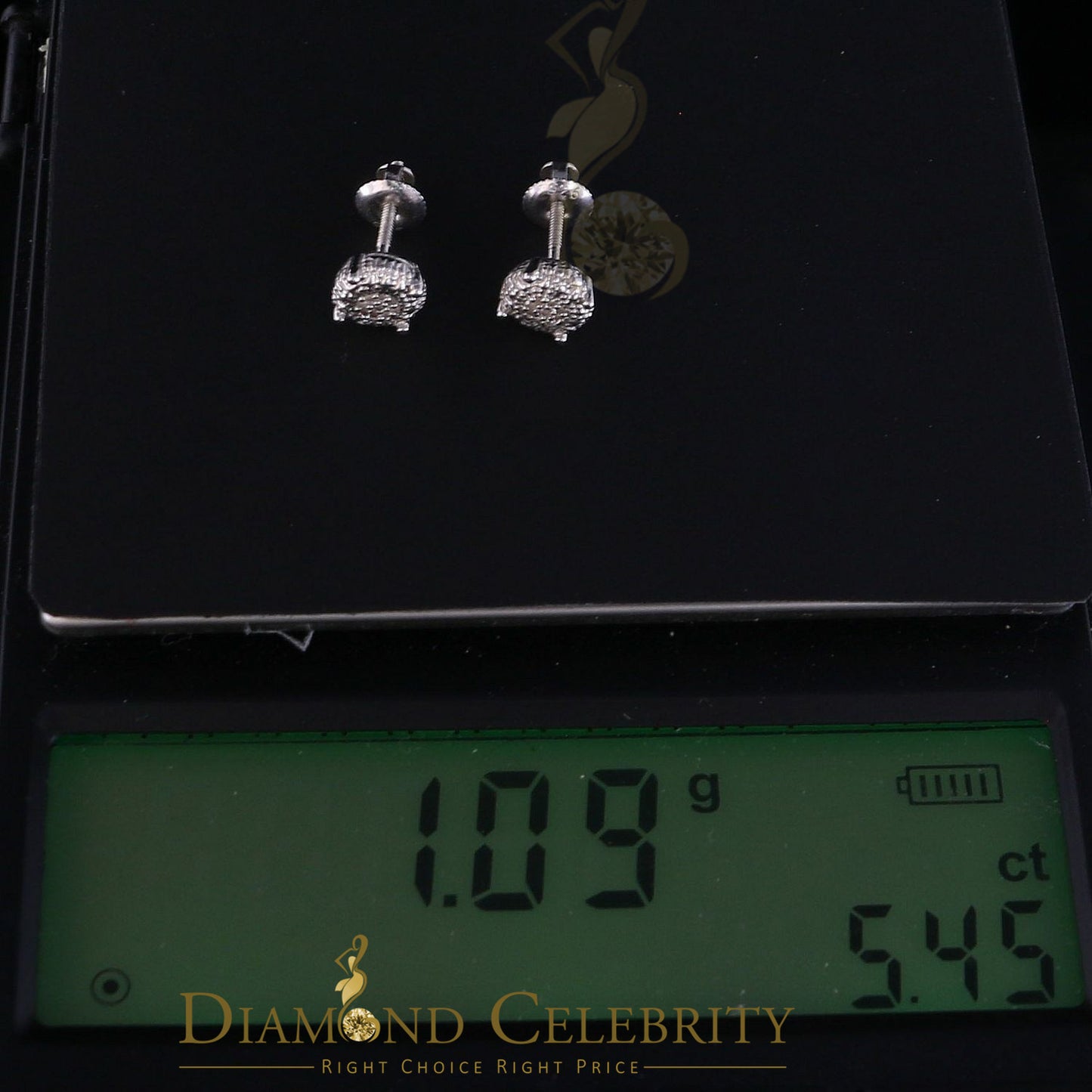 DiamondCelebritees 0.05ct Real Diamond 925 Sterling Silver White For Men's & Women's Round Earring