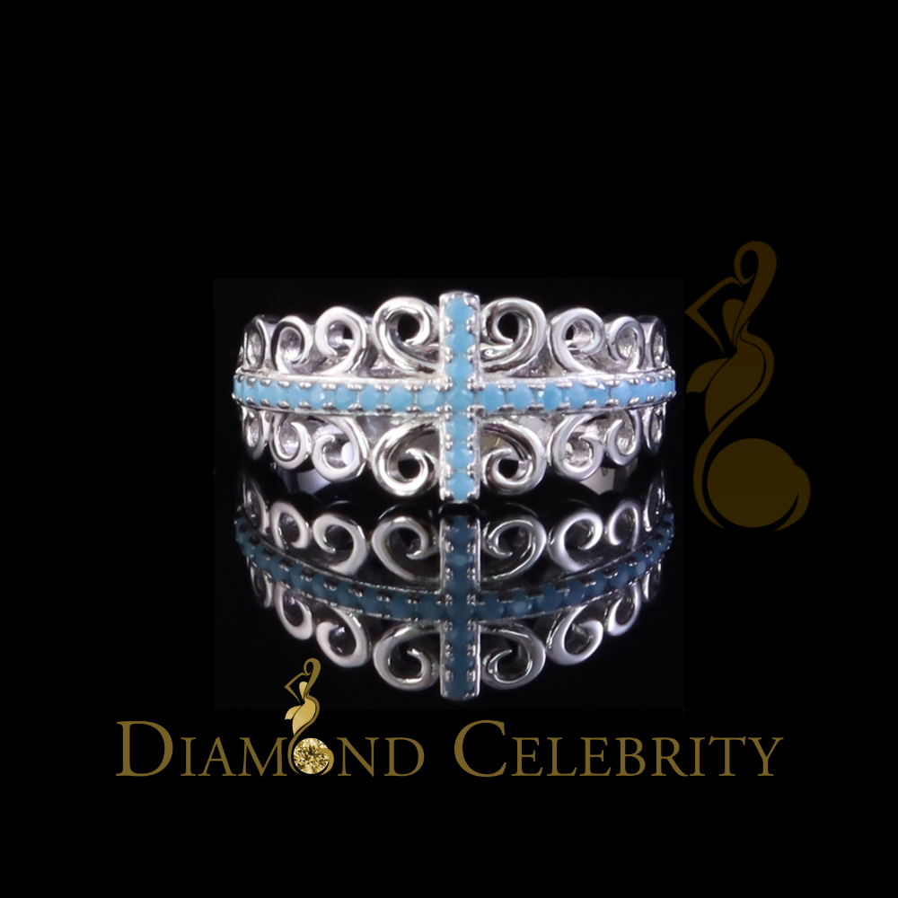 DiamondCelebritees 925 Sterling White Silver 0.50ct Cubic Zirconia Cross Shape Womens Ring Size 7