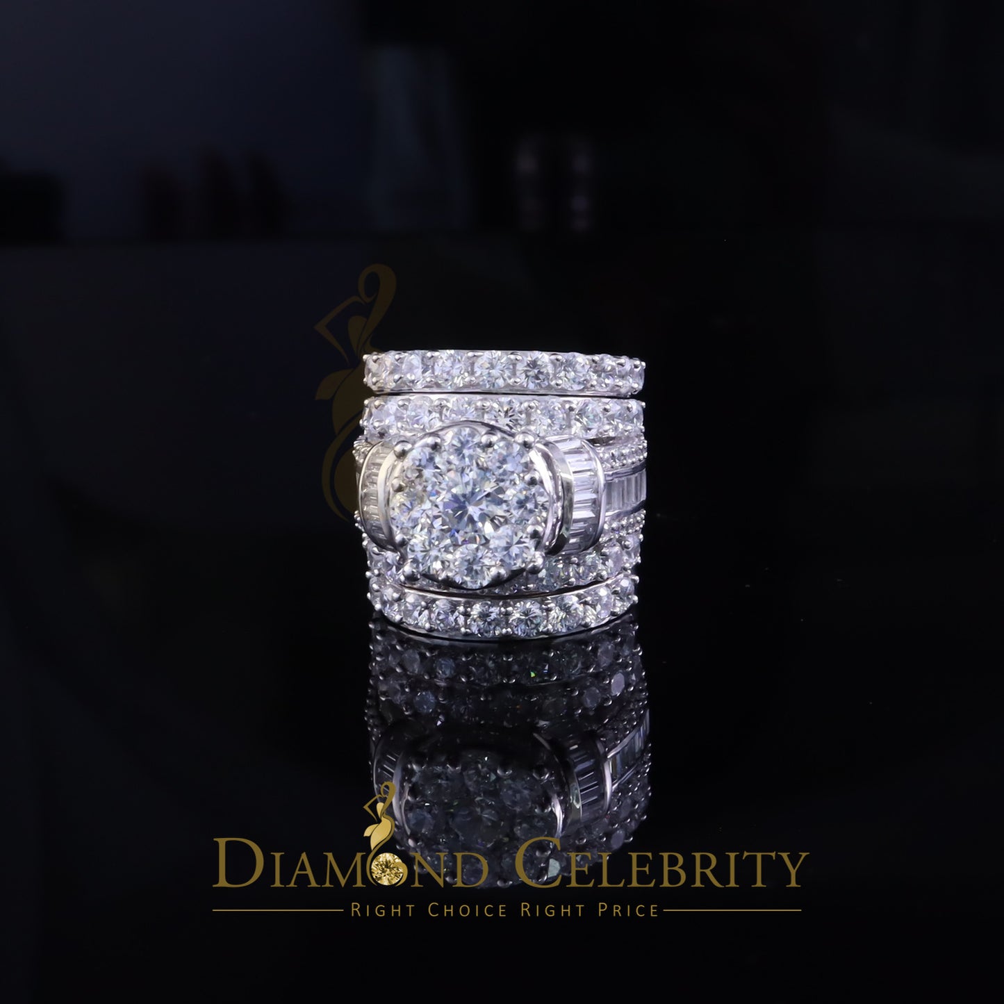 DiamondCelebritees Sterling Silver Round Cubic Zirconia 11.48ct Wedding White Womens Ring SIZE 7