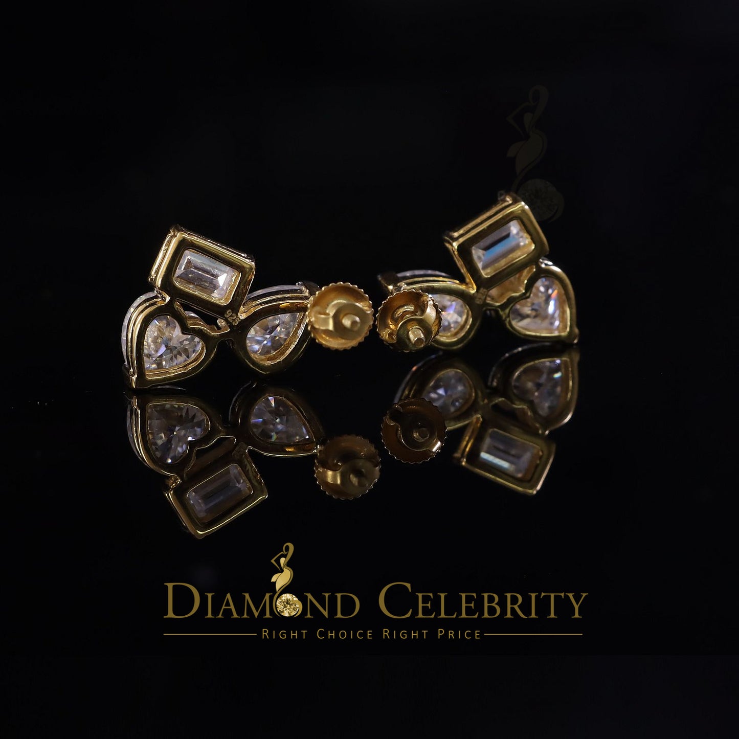 DiamondCelebritees New Classy 5.00CT VVS 'D' Moissanite 925 Silver Yellow Toi et Moi Women Earrings