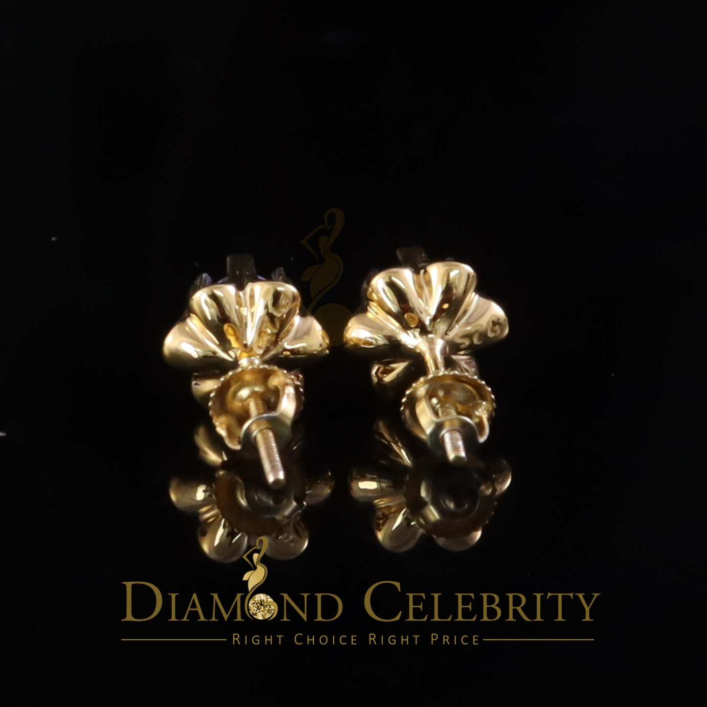 DiamondCelebritees 0.50ct VVS 'D' Moissanite 925 Silver Yellow Buttercup Stud Earrings for Men&Women