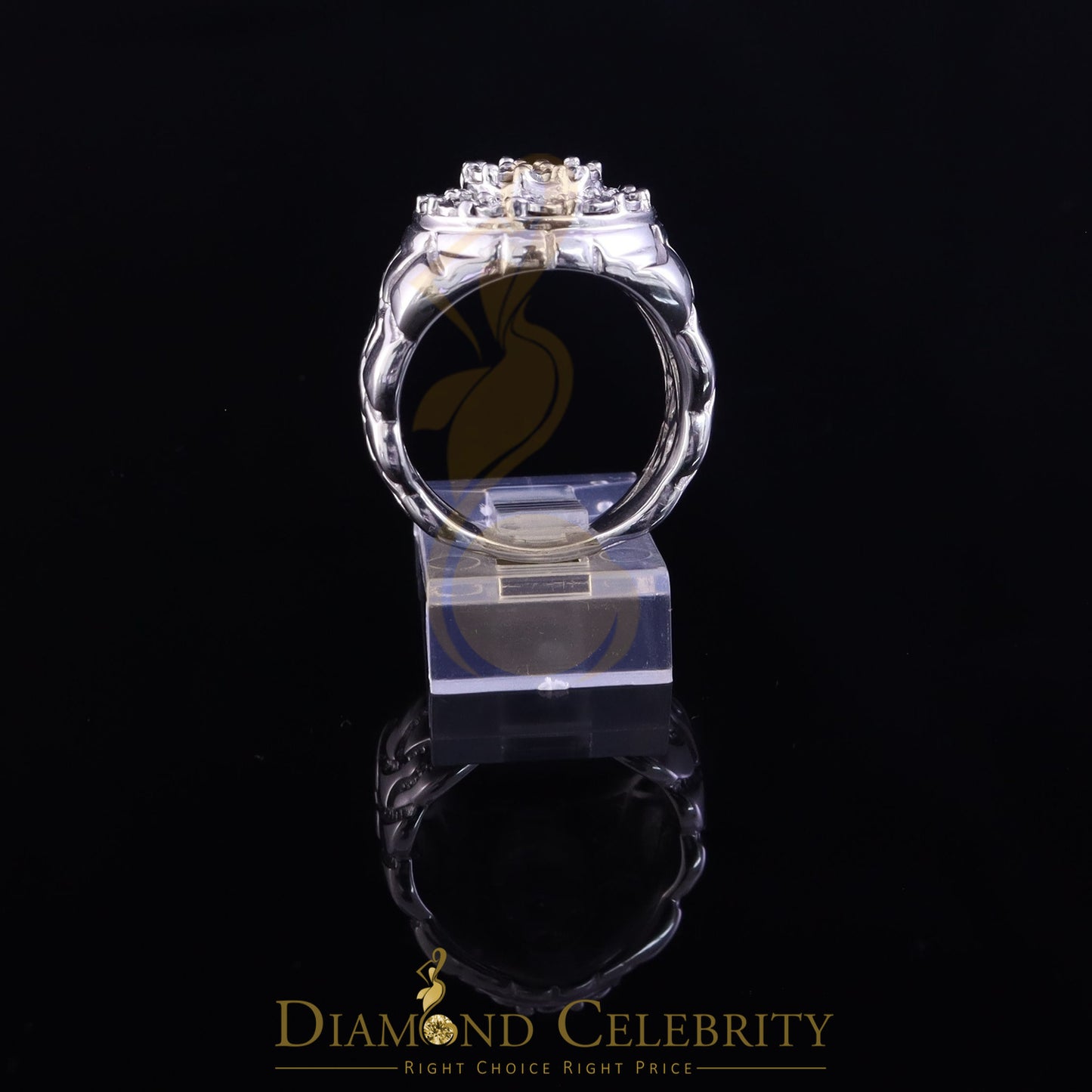 DiamondCelebritees 0.10CT Real Diamond 925 Sterling White Silver Round Womens Engagement Ring Size8