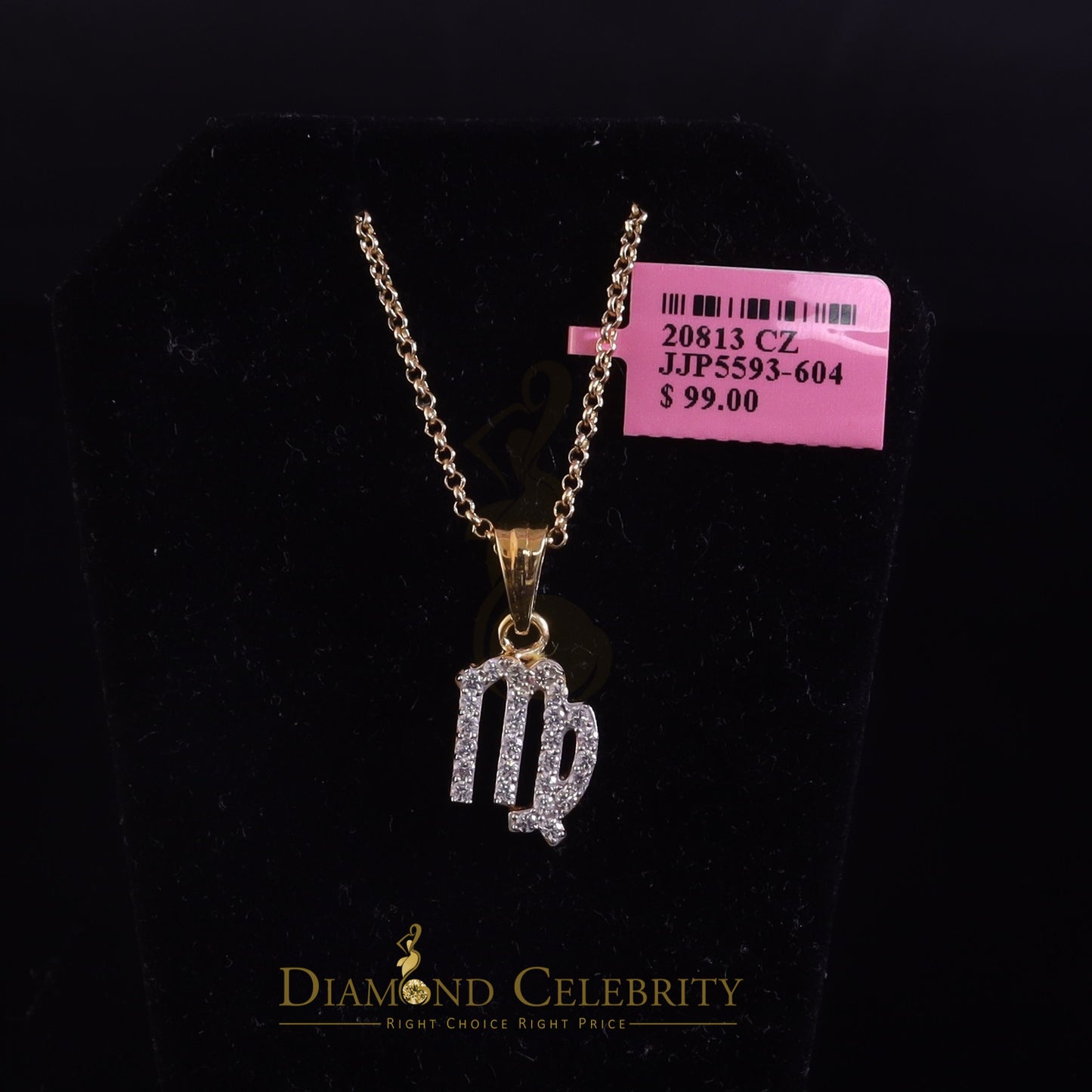 DiamondCelebritees 0.68ct Cubic Zirconia Silver Yellow VIRGO SEPTEMBER Month Pendant Men & Women