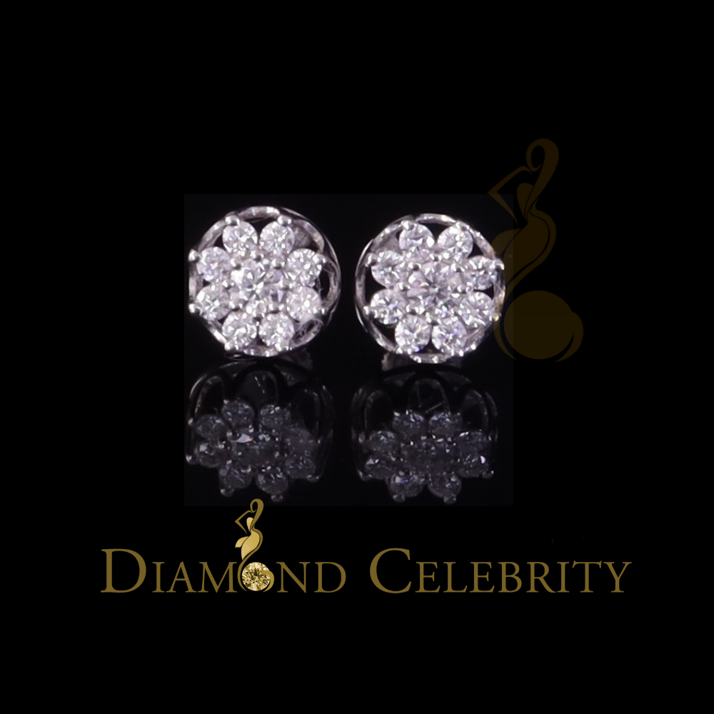 Diamondcelebritees Men's & Womens 925 Silver White 0.75ct VVS 'D' Moissanite Round Stud Earrings