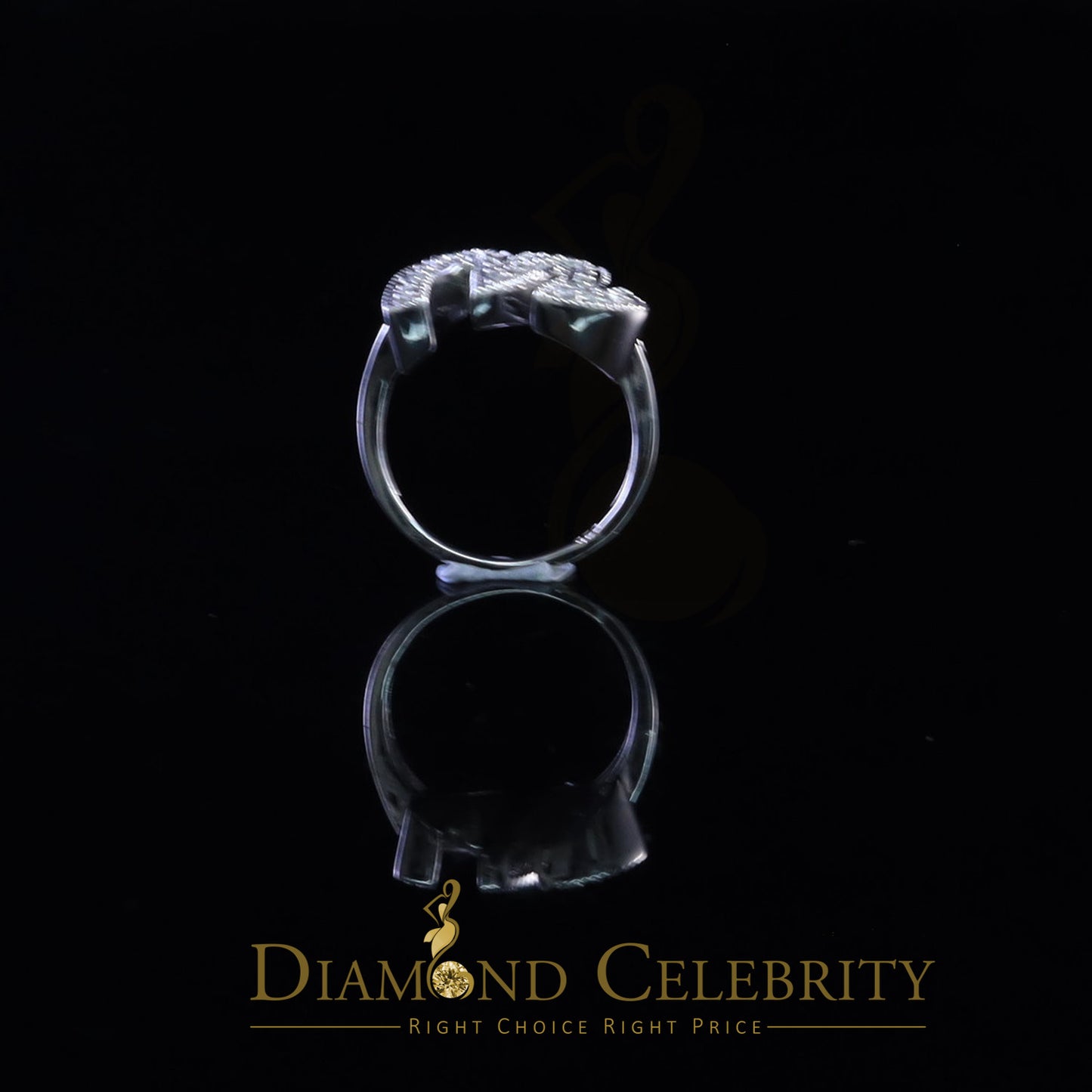 DiamondCelebritees Cubic Zirconia 0.40ct Alphabet W Women's White Silver Ring Size 7