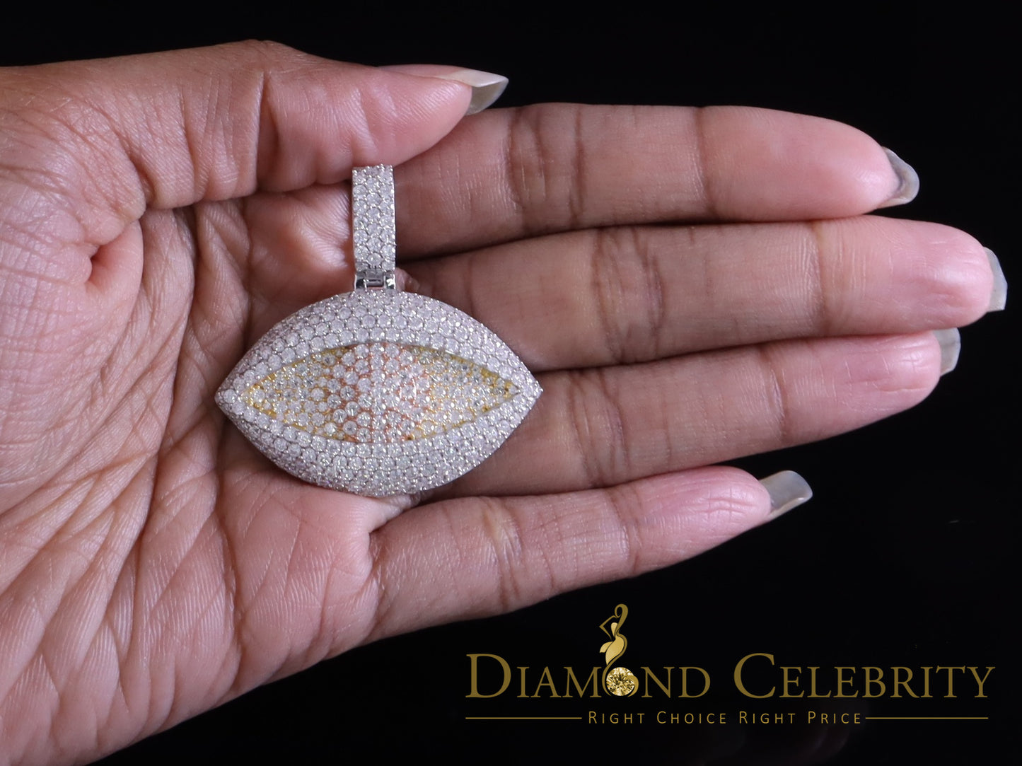 Diamondcelebritees 5.0ct VVS D Moissanite White Yellow Silver Charm Evil Eye Pendant Men's /Women's