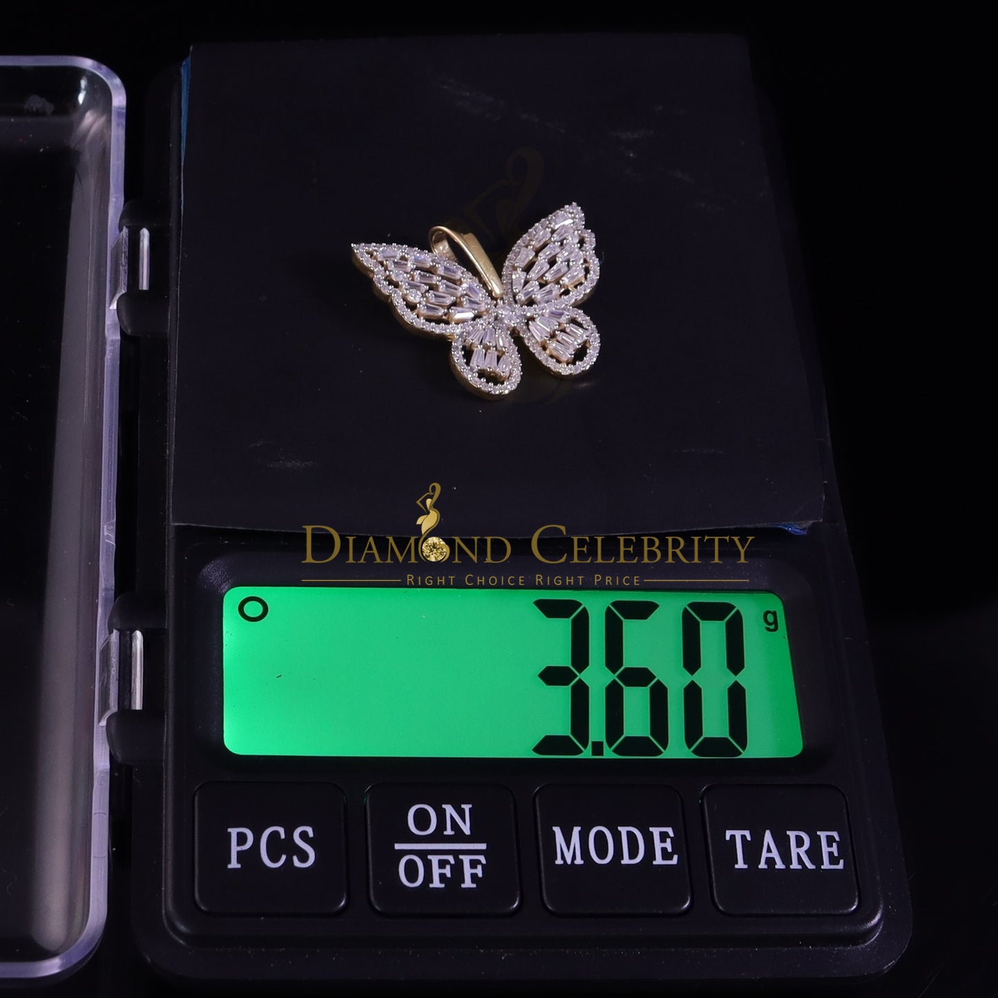 Diamondcelebritees Butterfly Pendant Men's/Womens 925 Silver Yellow 1.75ct VVS 'D' Moissanite