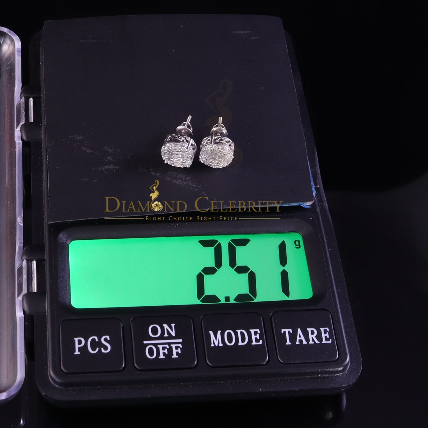 Diamondcelebritees Mens/Womens 925 Silver White 1.50ct VVS 'D' Moissanite Stud Round Earring