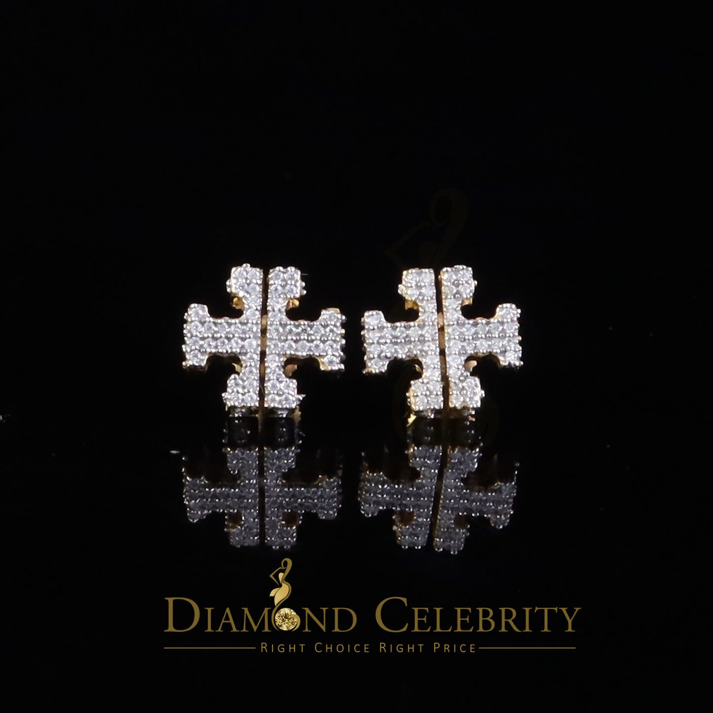 DiamondCelebritees Yellow 925 Silver Moissanite 1.0ct VVS 'D' Men's/Womens Designer Stud Earrings