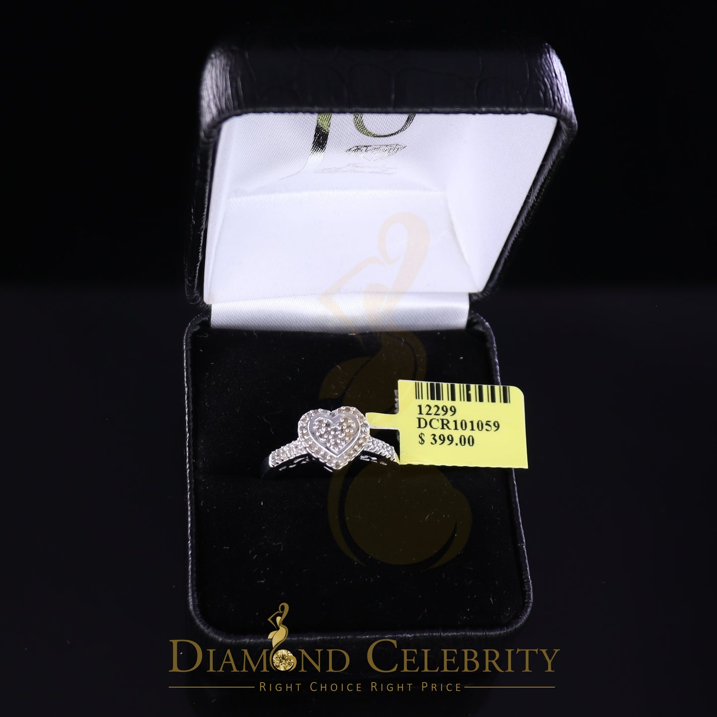 DiamondCelebritees 0.25 CT Real Diamond 925 Sterling Silver White Wedding Womens Heart Ring Size 7