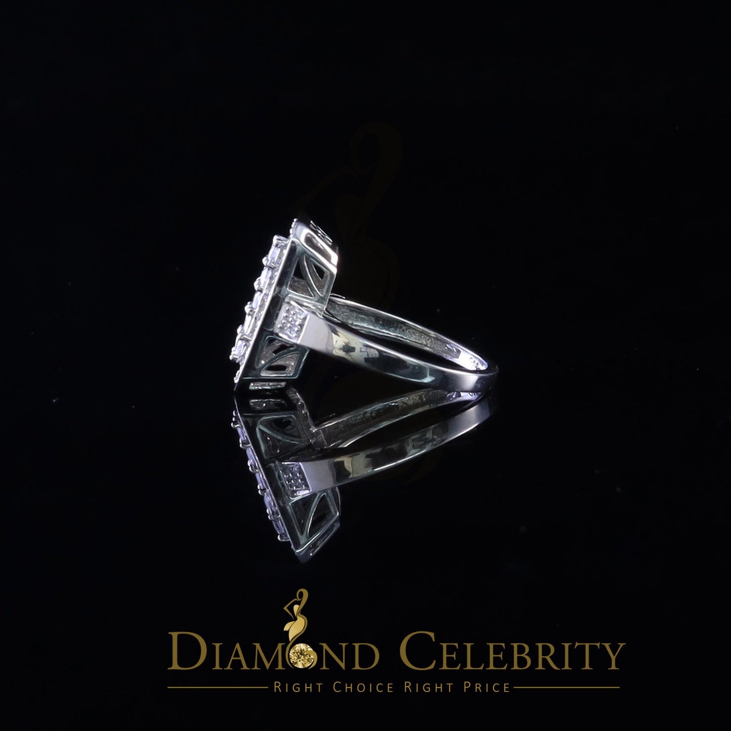 DiamondCelebritees 925 Sterling White Silver with Cubic Zirconia 2.75 ct Rectangle Ring Size 7