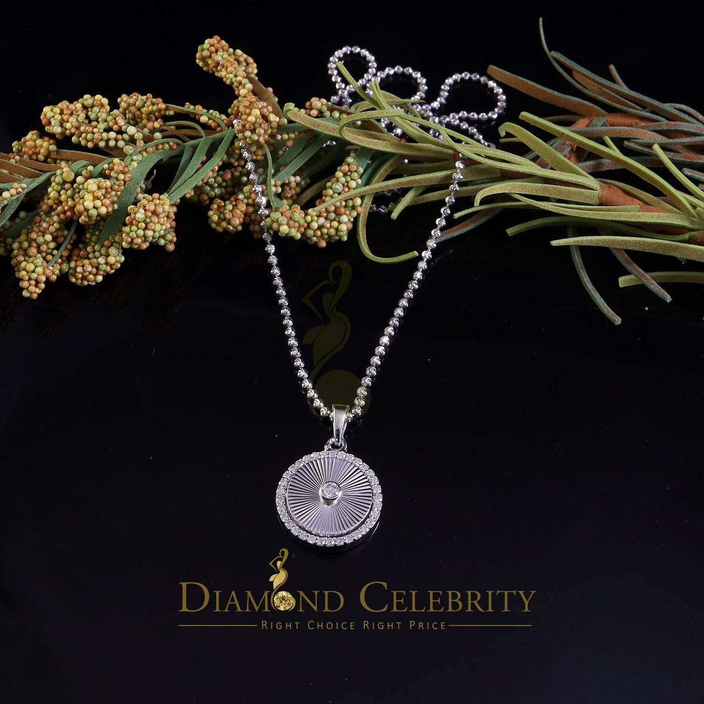 Diamondcelebritees White 925 Silver 1.00ct VVS D Clr Moissanite Round Pendant for Women