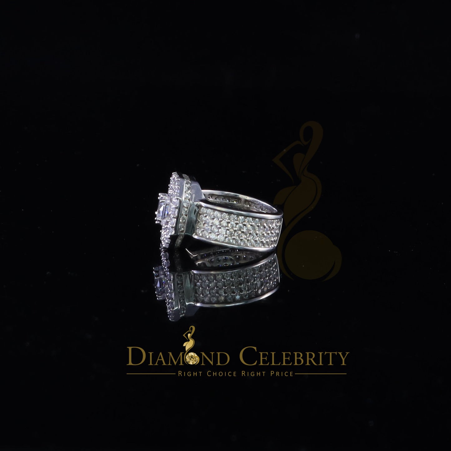 DiamondCelebritees 925 silverJewelry White 8.25 ct Cubic Zirconia Wide Octagon Men Ring Size 7.5
