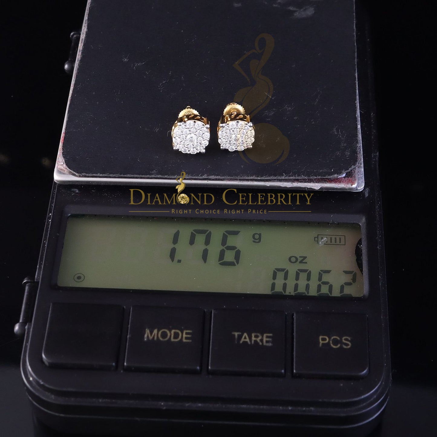 DiamondCelebritees Big Women's/Men's 925 Silver Yellow 0.50ct VVS D Moissanite Round Stud Earrings