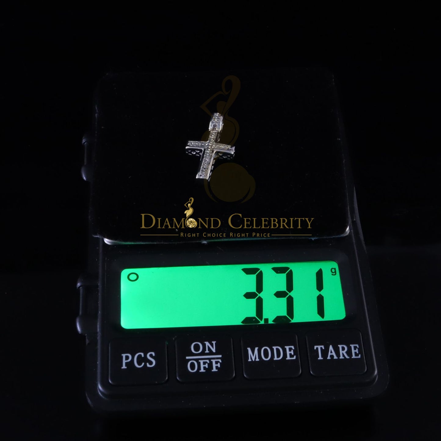 DiamondCelebritees Real 0.33ct Diamond 925 Sterling Silver CROSS White Charm Necklace Pendant