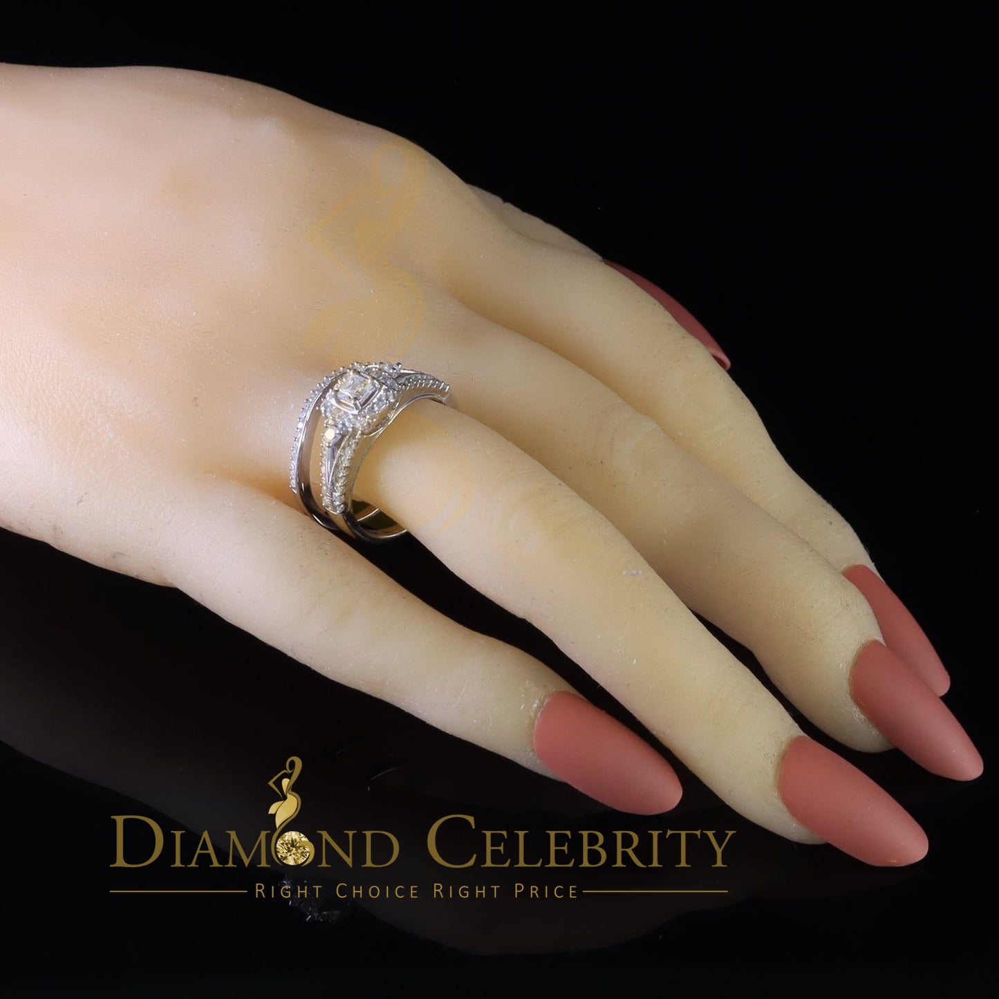 DiamondCelebritees 1.75ct Cubic Zirconia White Sterling Silver Men's/ Women 2PC Bridal Rings Size 7