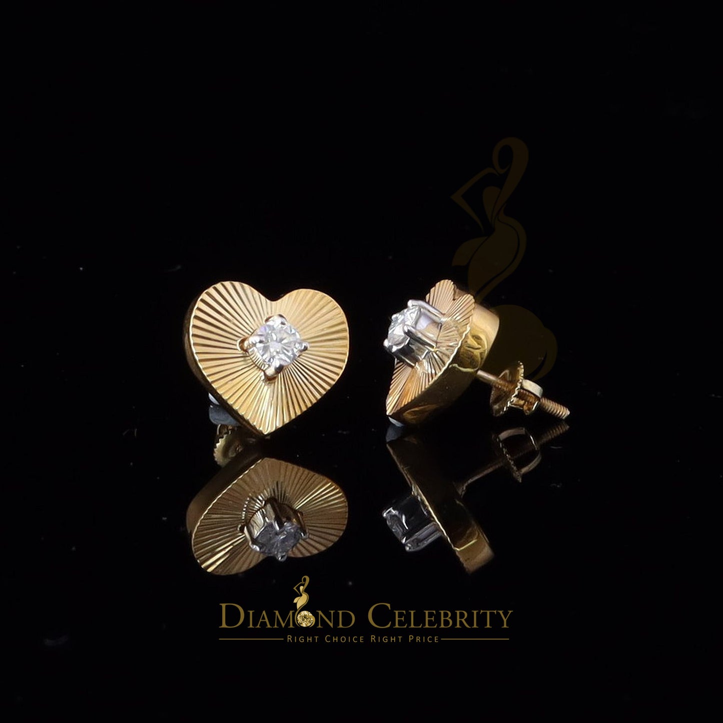 DiamondCelebritees Women's 0.33ct VVS 'D' Moissanite 925 Silver Yellow HEART Diamond Cut Earrings
