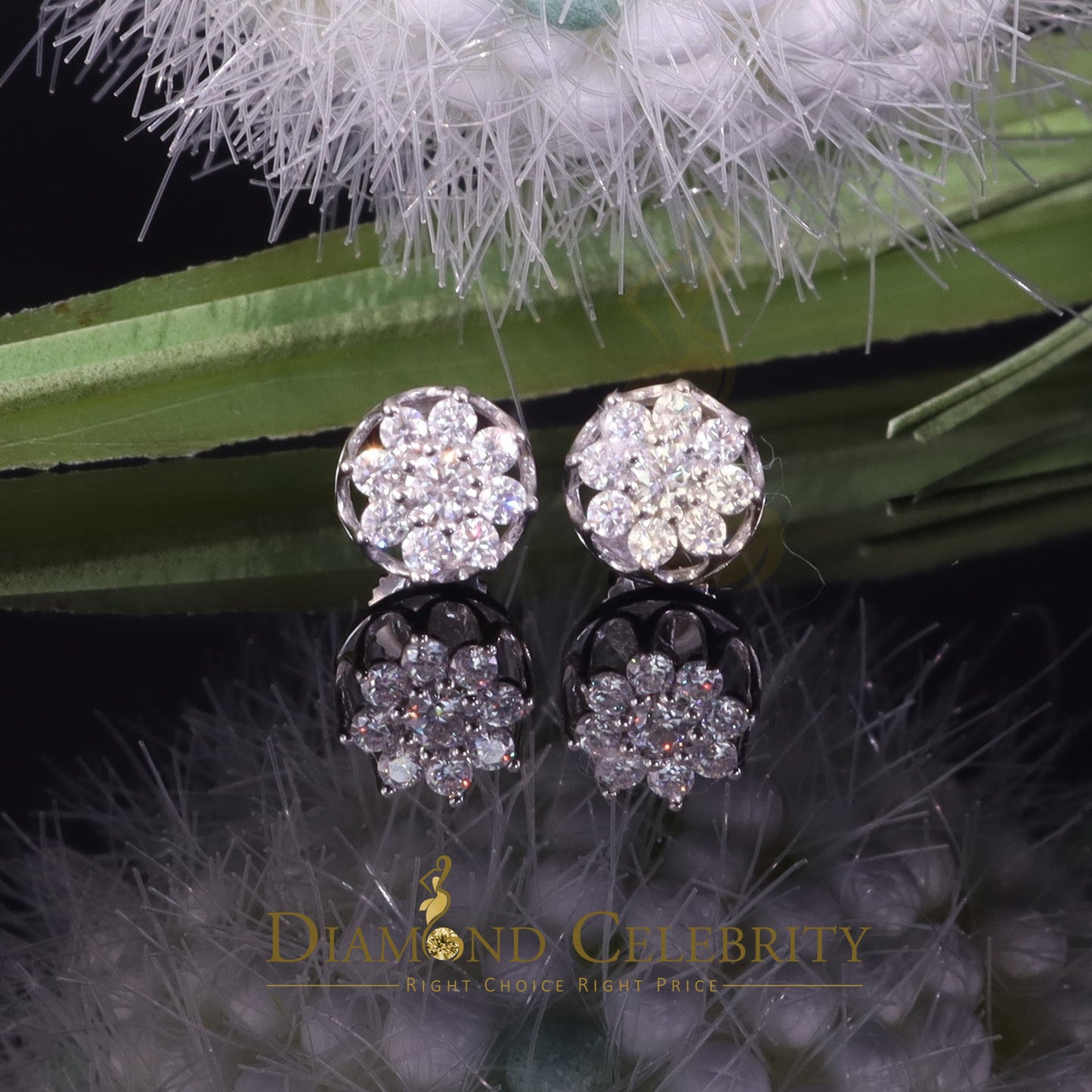 Diamondcelebritees 925 Silver White 0.50ct VVS 'D' Moissanite Round Stud Earrings Men's/Womens