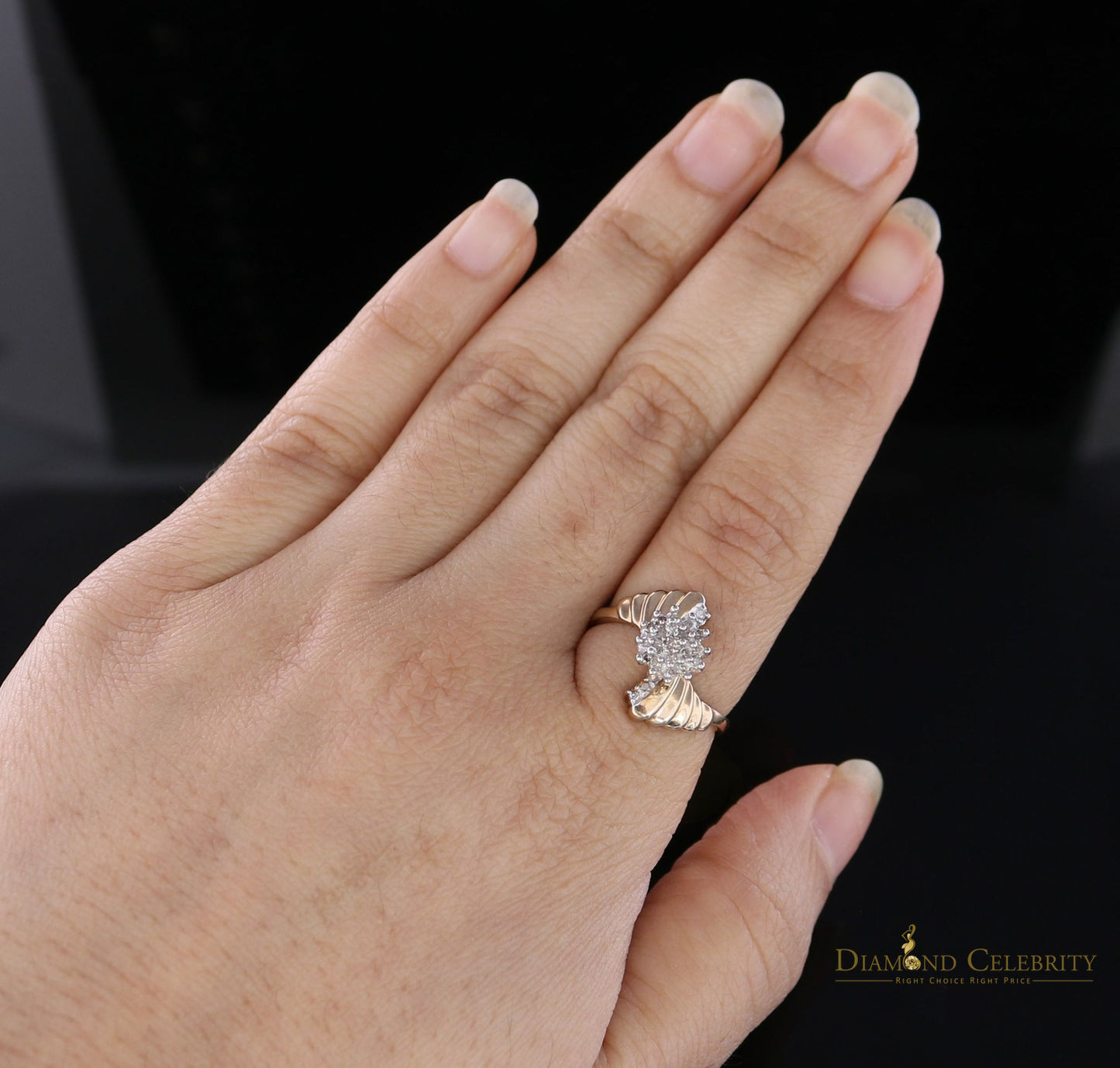 DiamondCelebritees Real 0.25 CT Real Diamond Real 10kt Yellow Gold CLUSTER Shape Womens Ring Size 7