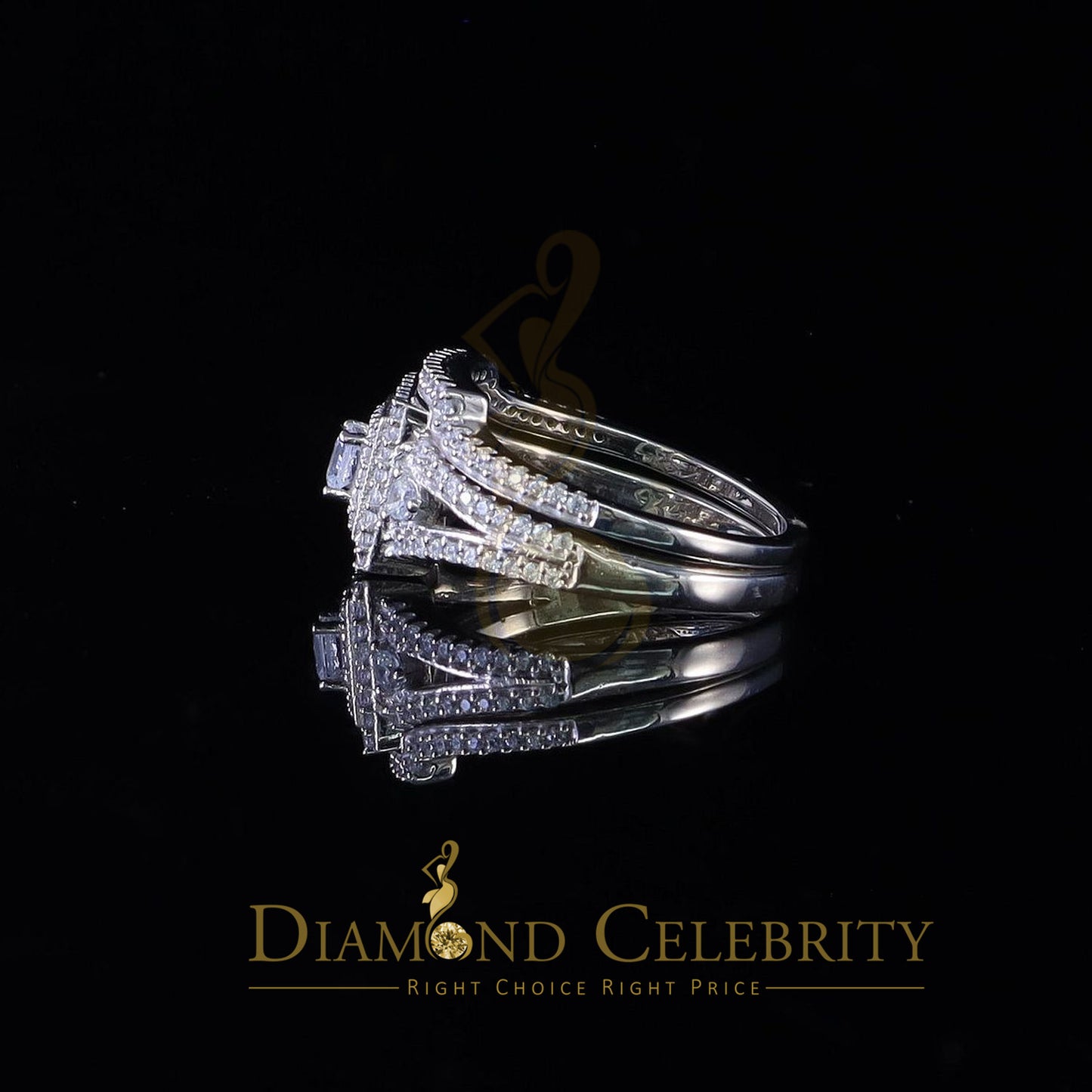 DiamondCelebritees 2.44ct Cubic Zirconia Sterling White Silver Square Bridal Womens Ring Size 7