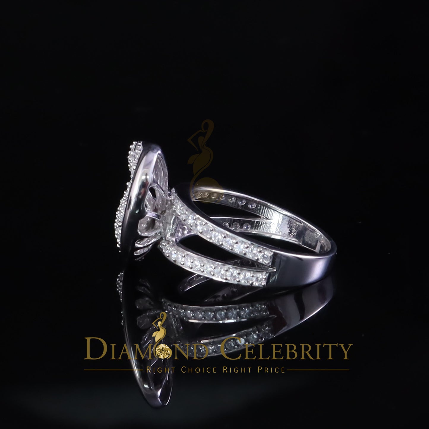 DiamondCelebritees 925 Silver Baguette 85 Cubic Zirconia Stones White Dual Heart Womens Ring SZ7.