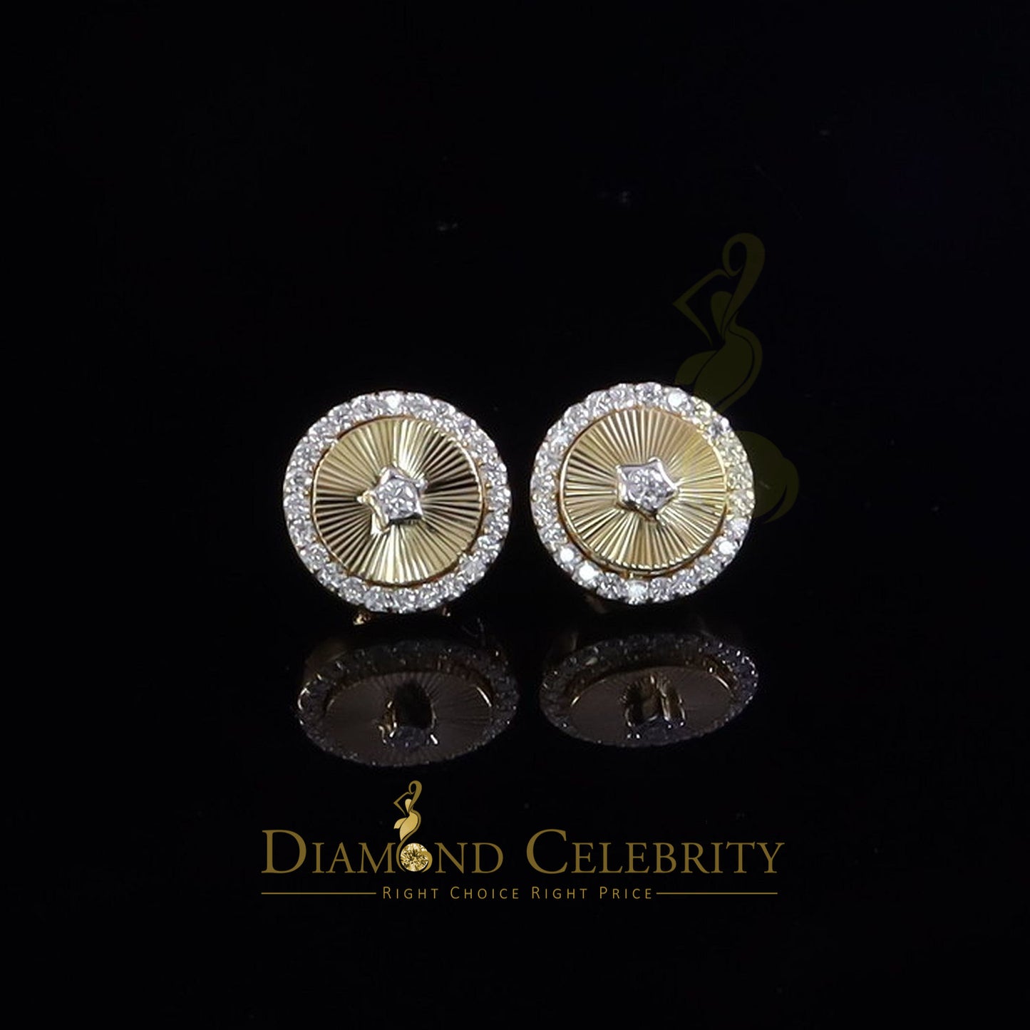 DiamondCelebritees 2.50ct 925 Sterling Silver Yellow Moissanite Round Stud Earrings For Women & Men