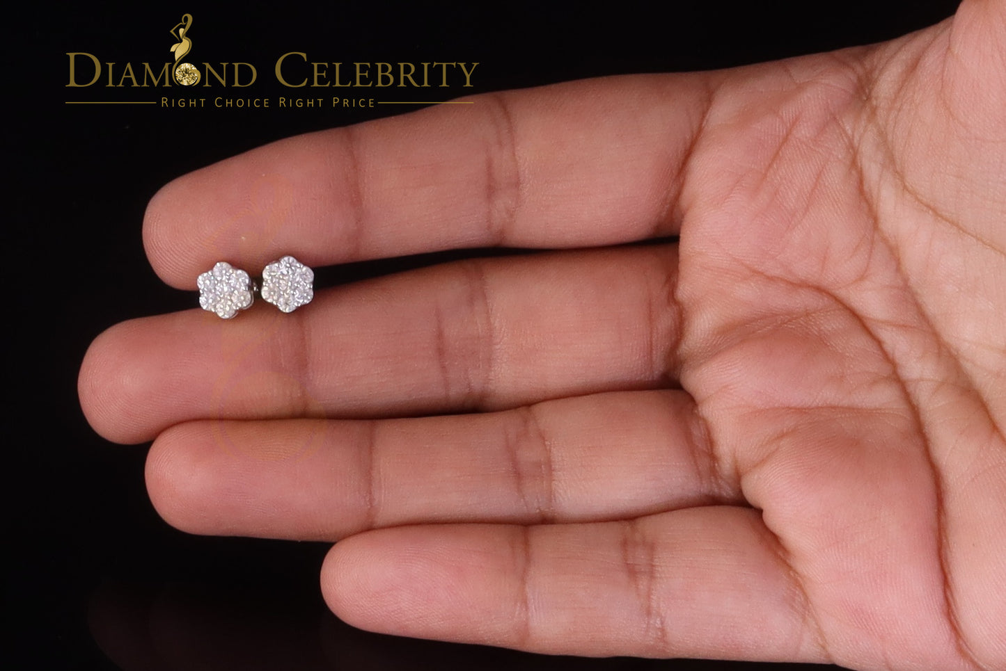 Diamondcelebritees Men's/Womens 925 Silver White 0.50ct VVS 'D' Moissanite Floral Stud Earrings