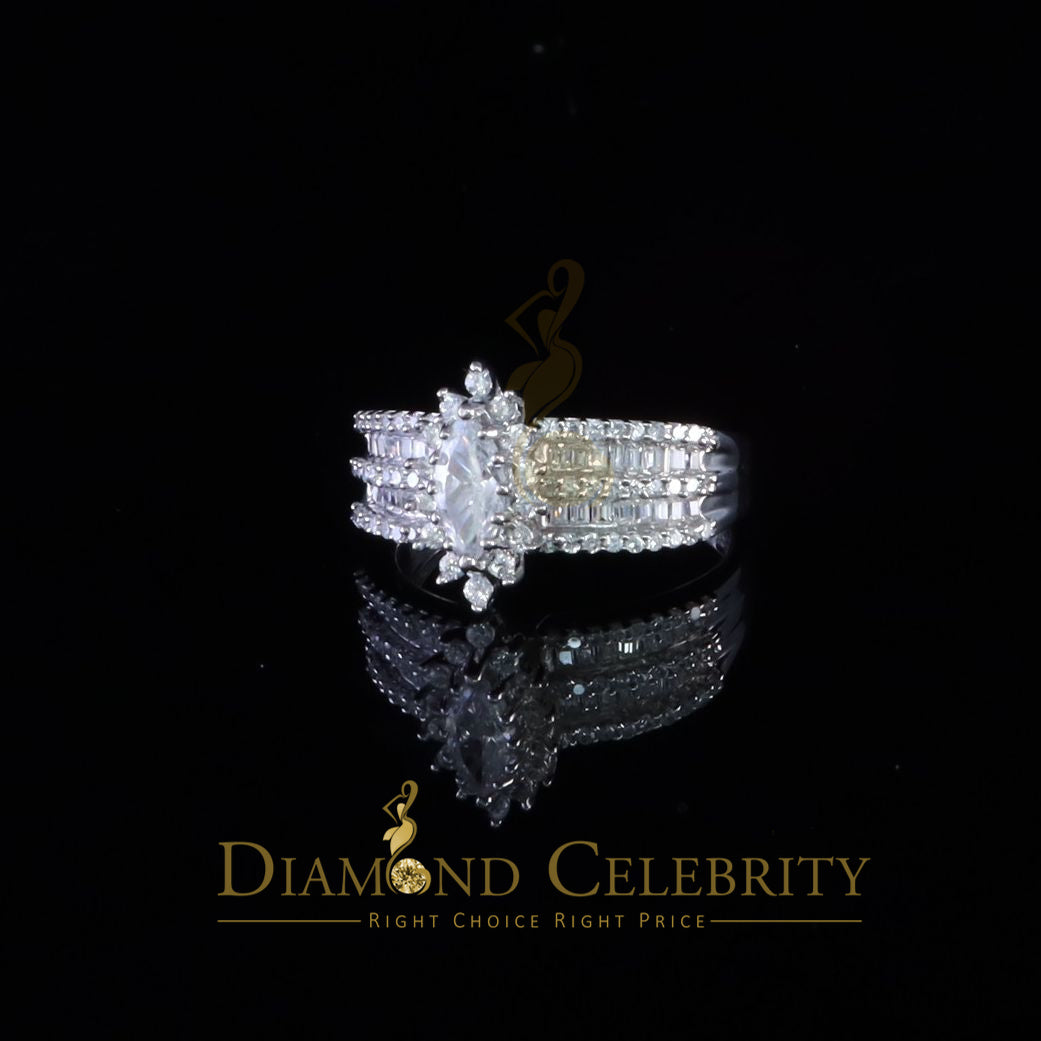 DiamondCelebritees Diamond Celebrity 925 White Sterling Silver 129 Cubic Zirconia Bridal Ring SZ 8