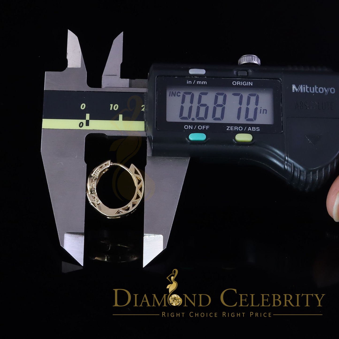 DiamondCelebritees 0.10ct Diamond 925 Sterling Silver Yellow Hoop Hola Stud Earring For Men / Women
