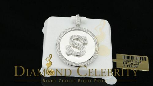 DiamondCelebritees 10K White Gold Finish 0.25CT Diamond Men's and Women's Initial "S"Pendant