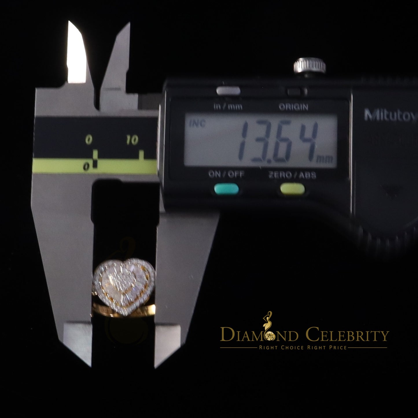 DiamondCelebritees Moissanite 925 Yellow Silver 1.00ct VVS 'D' Baguette Heart Rings Women's Size 7