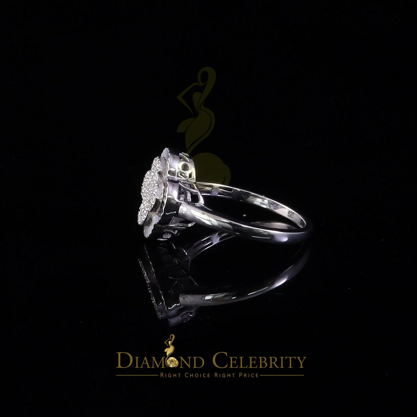 DiamondCelebritees 1.50ctVVS D Silver Moissanite Clover Shape Ring925Silver Size8 for Men's/Women's