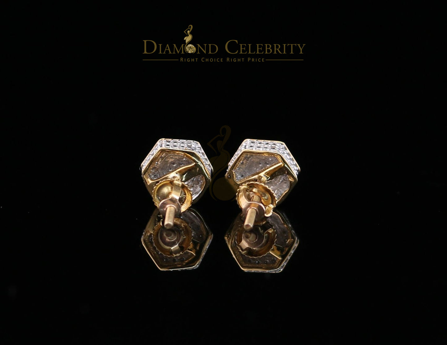 DiamondCelebriteesMen's/Women's stud Earrings 10K Real Yellow Gold with 0.10CT Real Diamonds