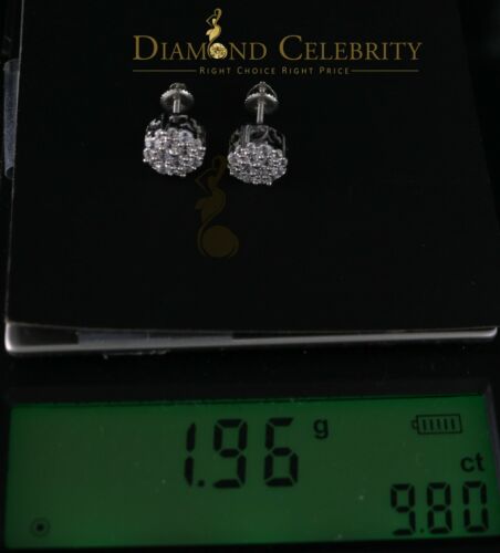 DiamondCelebritees 925 White Silver Sterling 0.87ct Cubic Zirconia Round Women's Stud Earrings