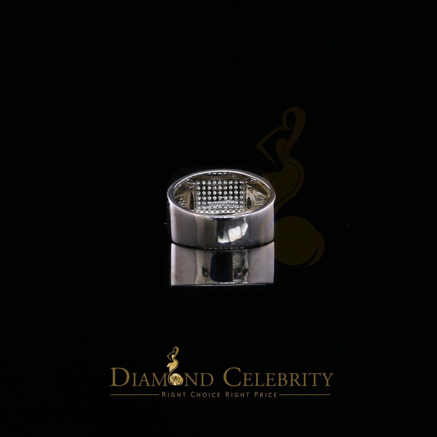 DiamondCelebritees White 925 Silver 0.85ct Cubic Zirconia Engagement Rectangle Men Rings Size10
