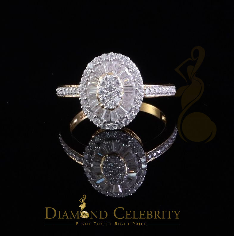 DiamondCelebritees Womens 925 Sterling Silver Yellow 1.0ct VVS D Baguette Moissanite Oval Ring SZ 7