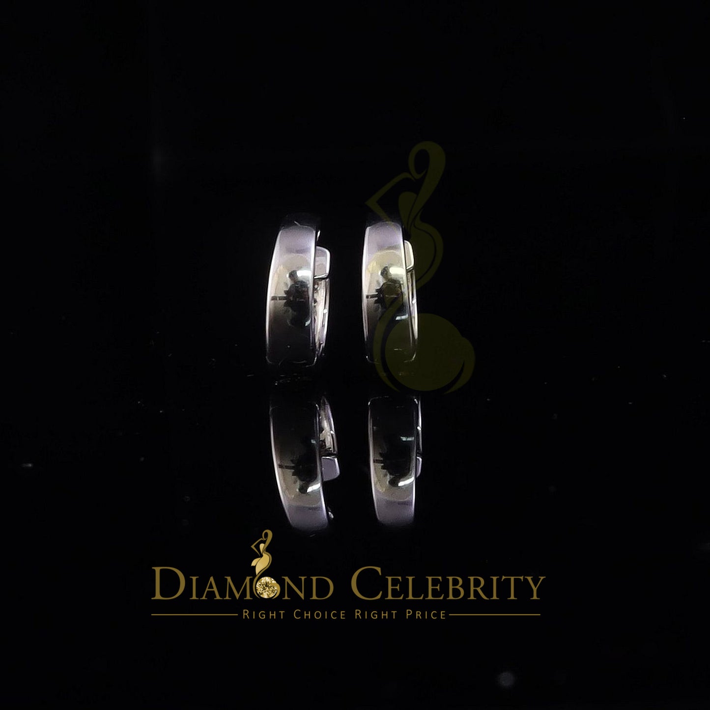 DiamondCelebritees Men's hip hop White 925 1.00ct Silver Cubic Zirconia 2 row Huggie Hoop Earrings