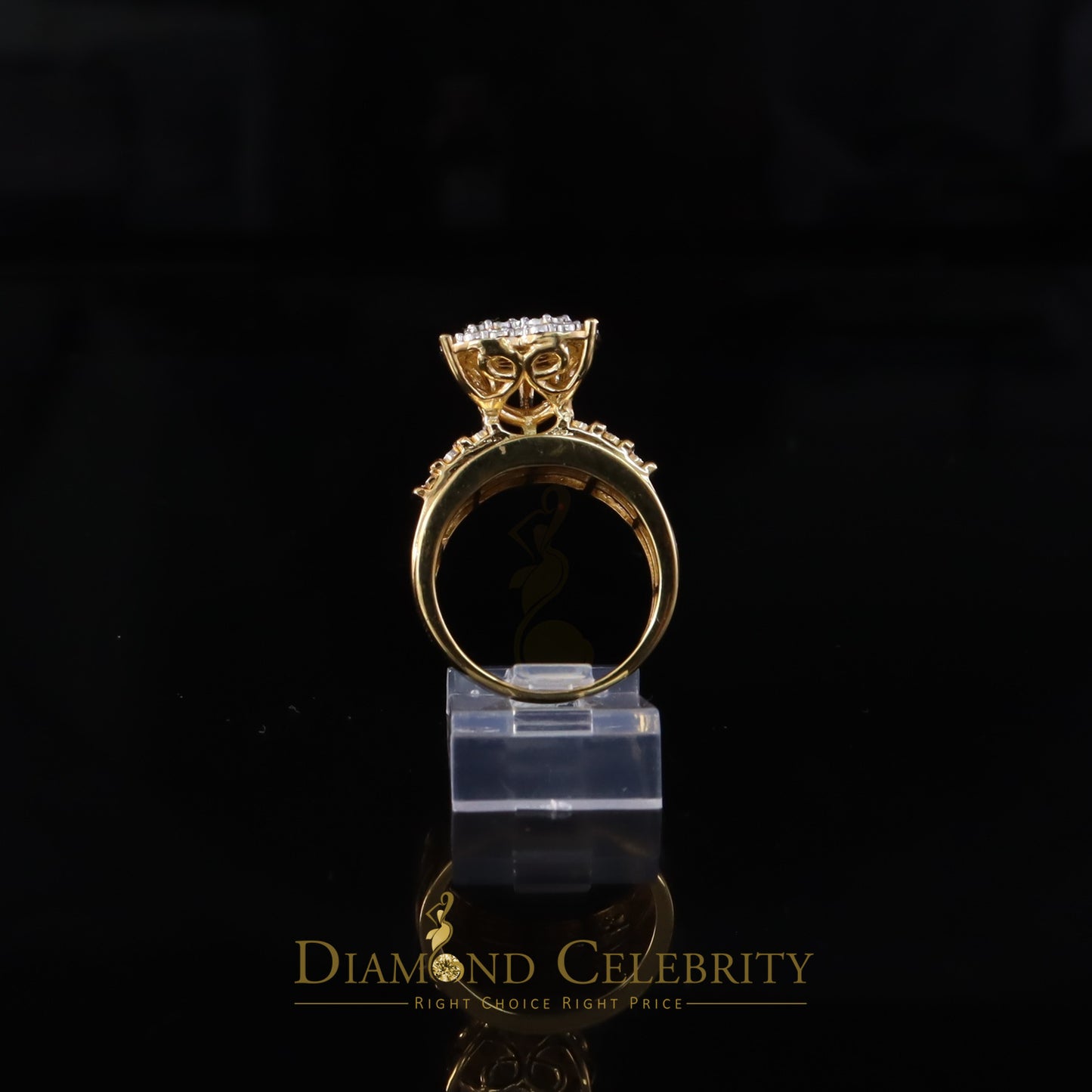 DiamondCelebritees Real Diamond 0.33ct Cindarella 925 Yellow Silver Women Engagement Heart Ring SZ7