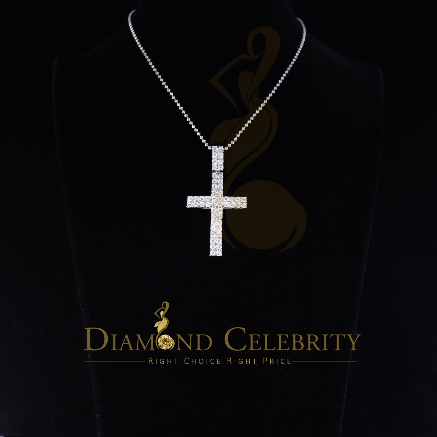 DiamondCelebritees Real 0.33ct Diamond Sterling Silver CROSS White Charm Fashion Necklace Pendant