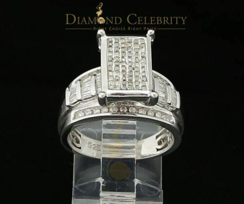 DiamondCelebritees 925 Sterling Silver with 1.00ct Real Diamond Womens Engagement White Ring SZ 7.5