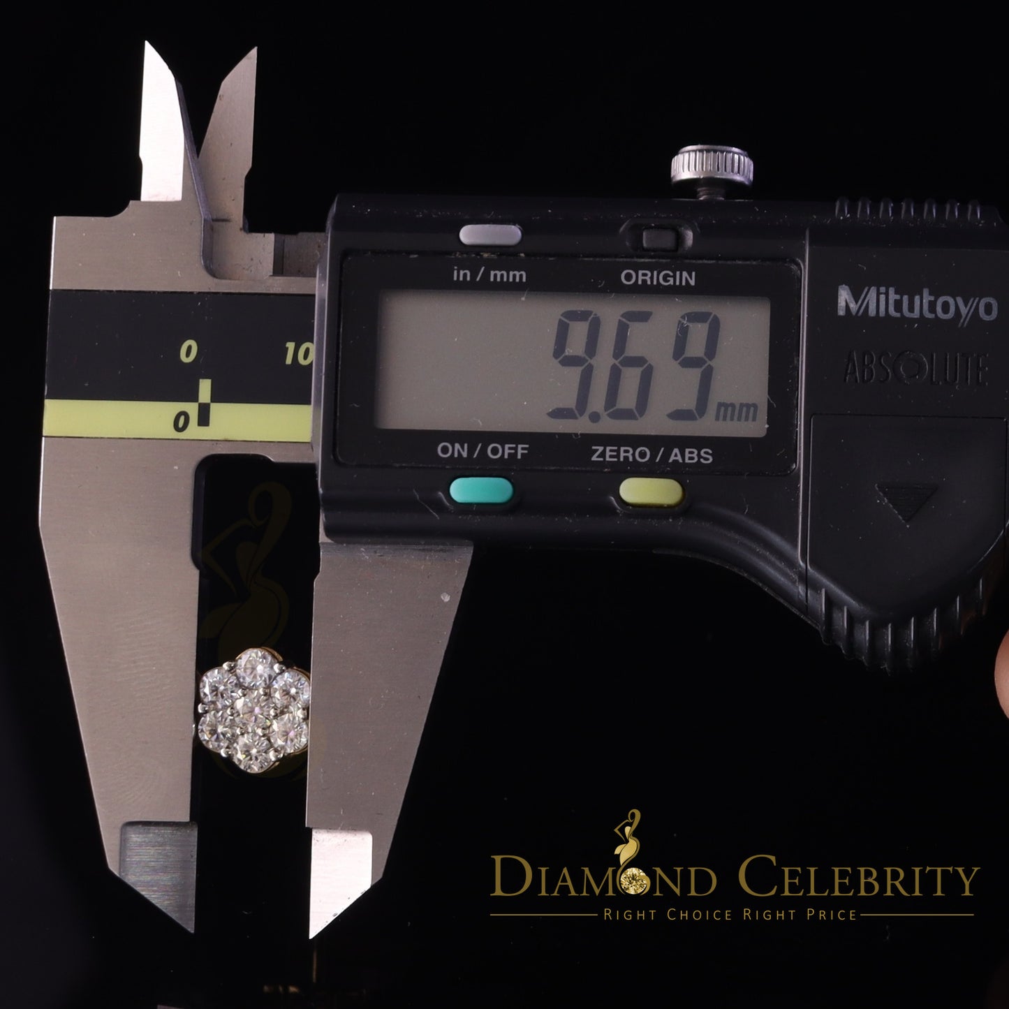 DiamondCelebritees Real Moissanite VVS 'D' Color 2.0ct 10k Real Yellow Gold Stud FLORAL Earrings