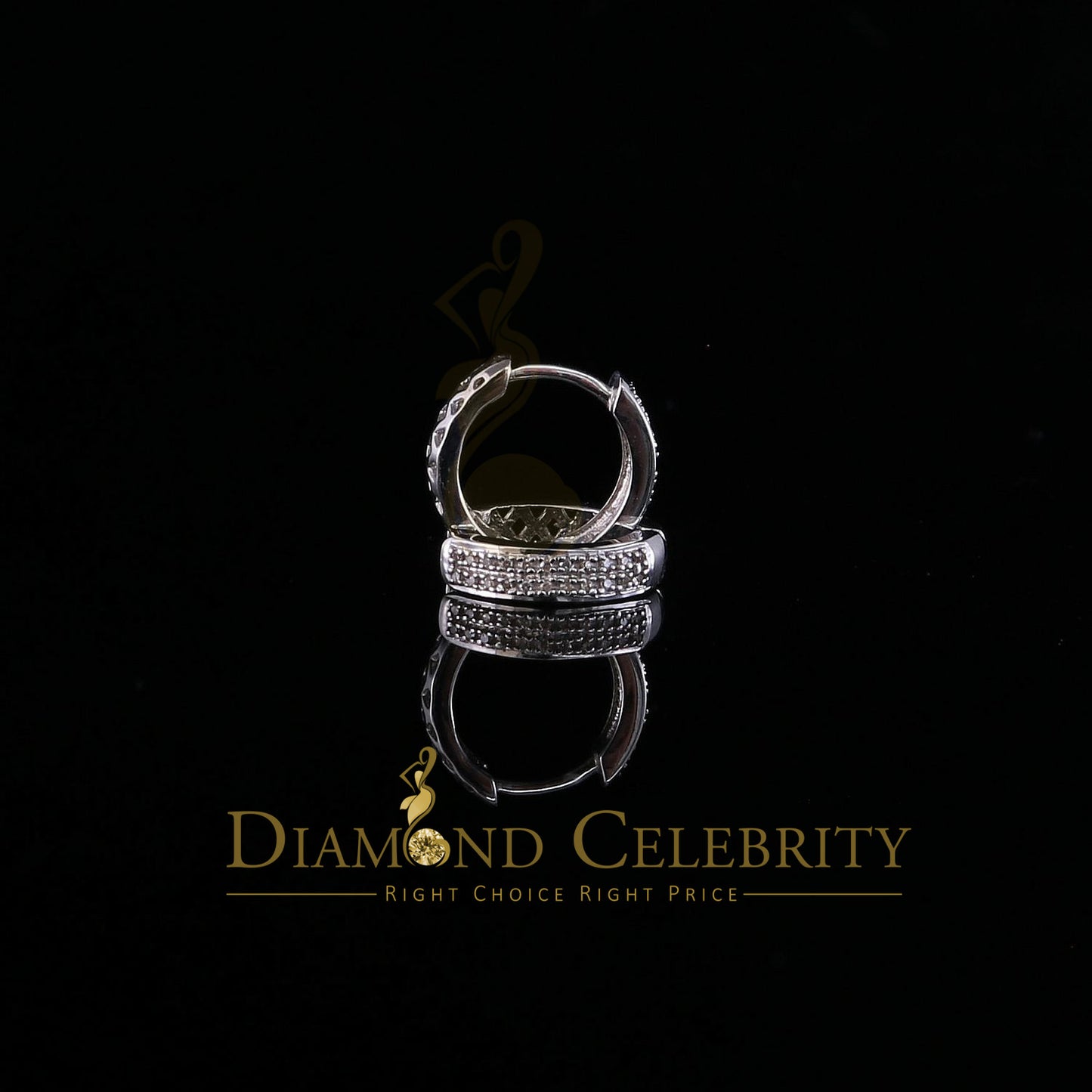 DiamondCelebritees 0.15ct Diamond 925 Sterling Silver White Hoop Stud Earrings For unisex